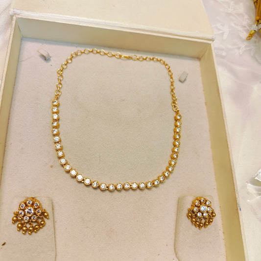 Kemp stones gold plated necklace set premium quality