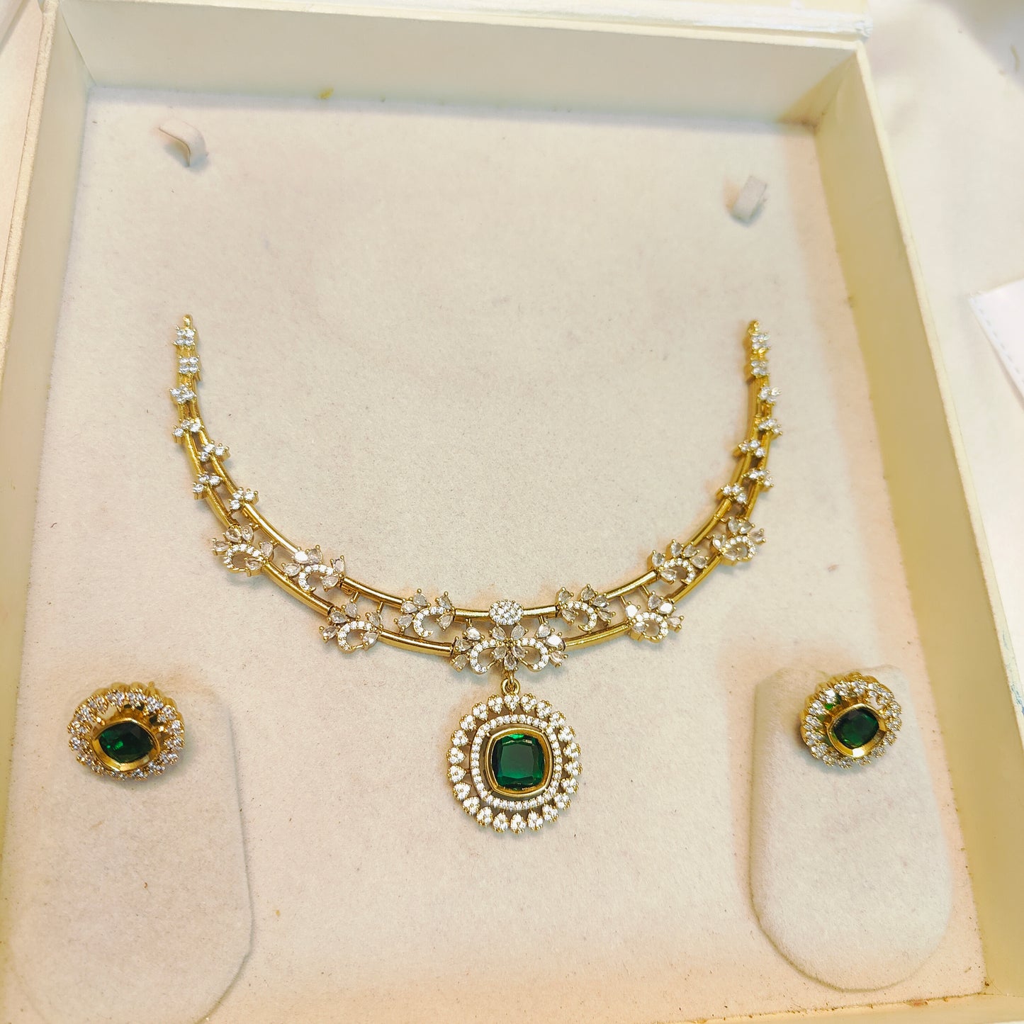 Cz stone new model in kanti necklace set premium quality