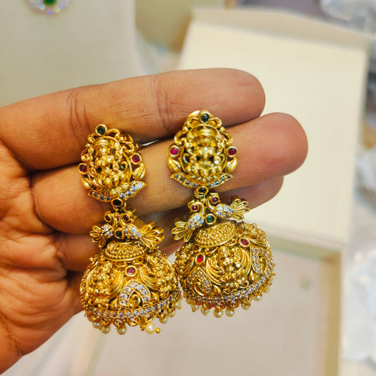 Gold nakshi jhumka premium quality