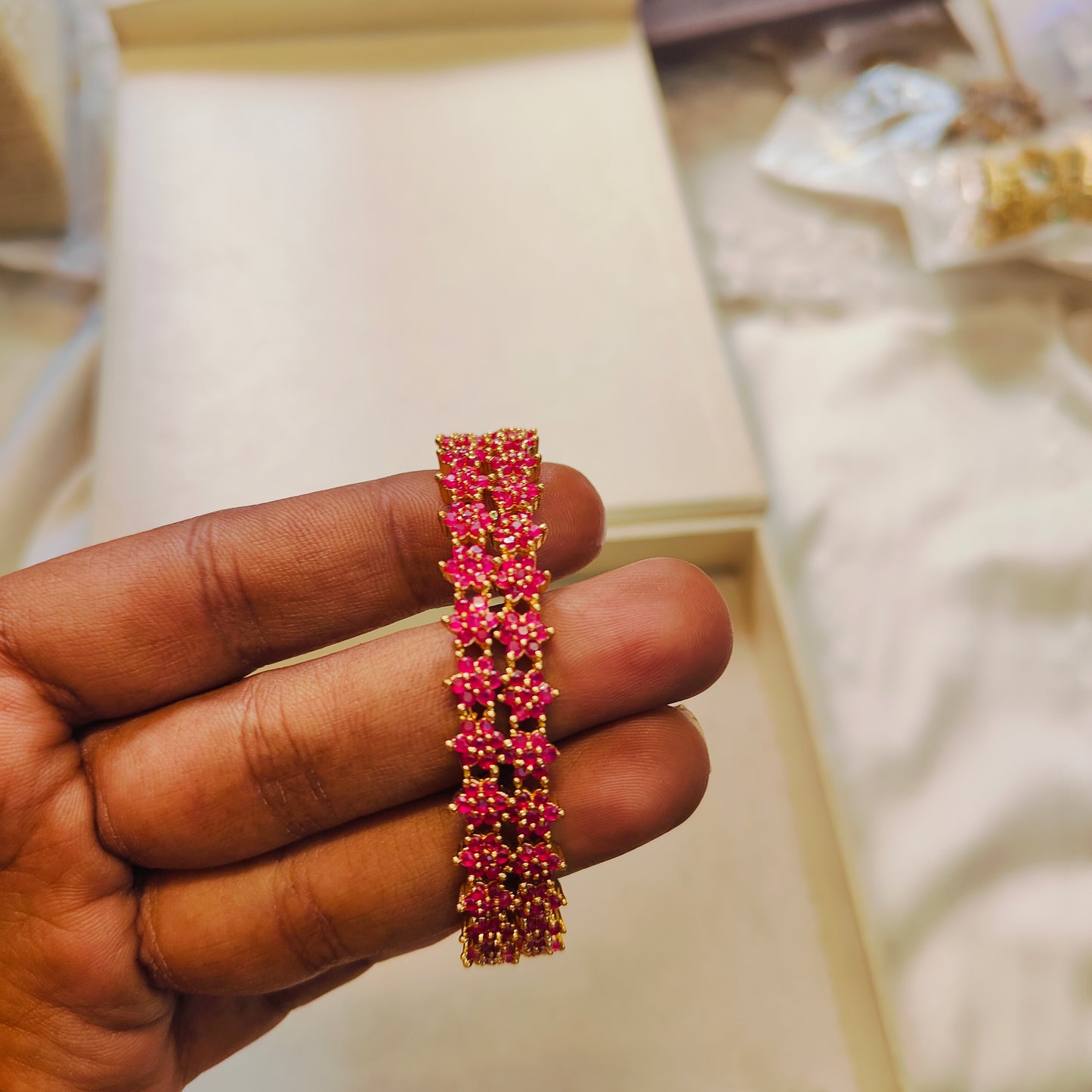 AD stones Ruby bangles premium quality