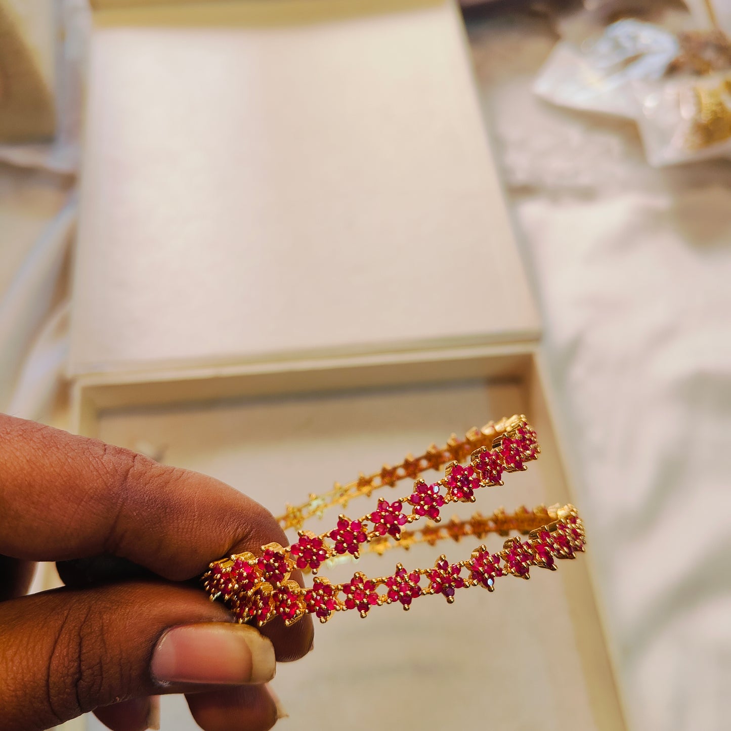 AD stones Ruby bangles premium quality