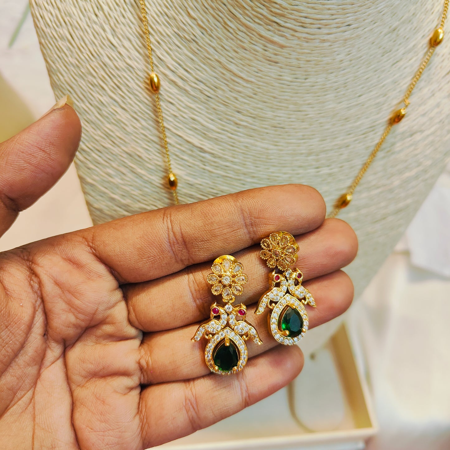 Cz stone gold antique finish chain premium quality