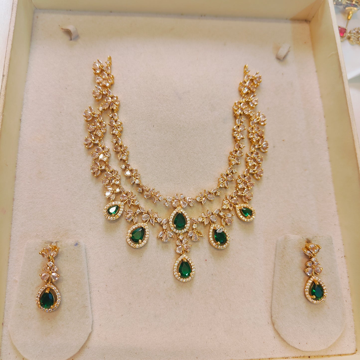 AD stones diamond replica necklace set premium quality