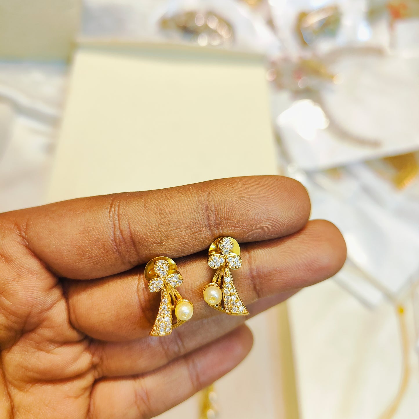 Cz stone gold plated necklace set premium quality