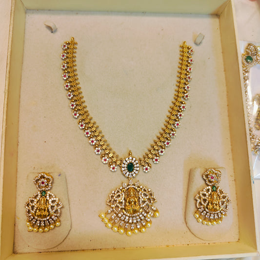 Cz stone gold plated necklace set premium quality