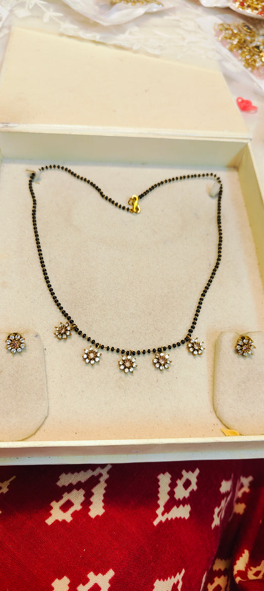 Cz stone black beads chain premium quality