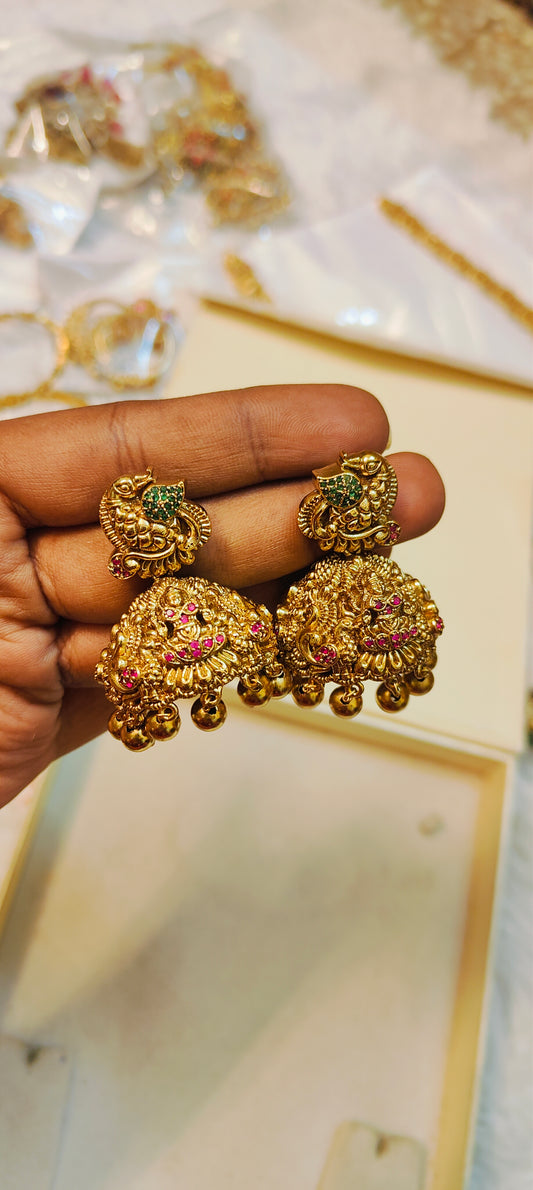 Gold nakshi jhumka premium quality