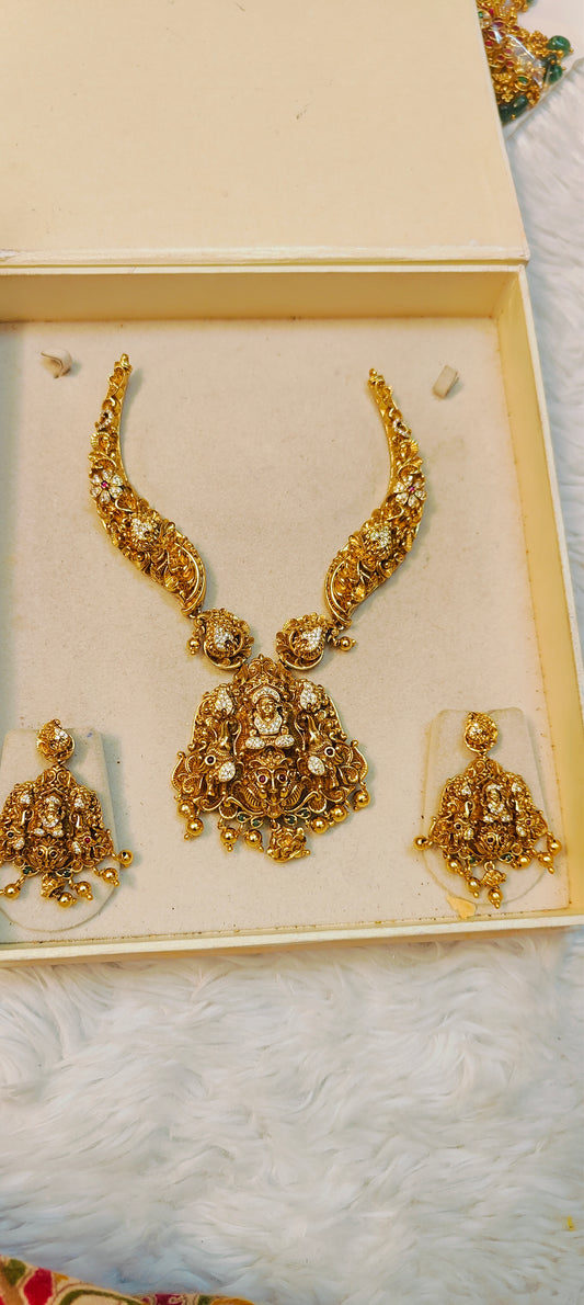 Gold antique nakshi finish neckset premium quality