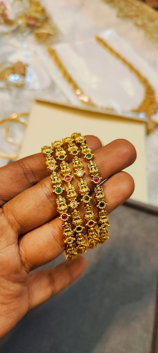 Gold antique nakshi finish bangles premium quality
