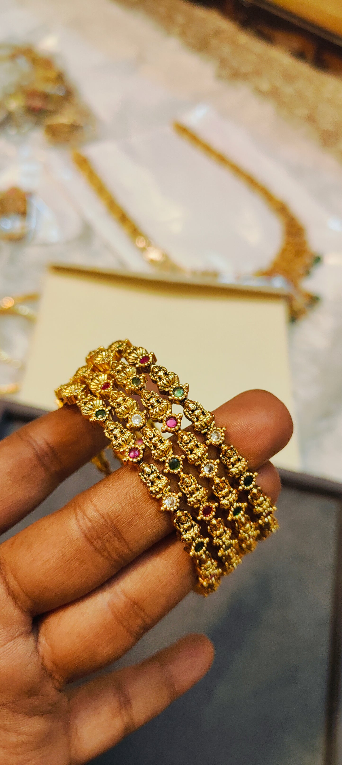 Gold antique nakshi finish bangles premium quality