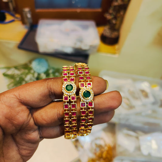 Real Kemp stones gold plated bangles premium quality