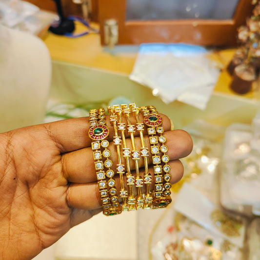 AD stones gold plated jadau bangles premium quality