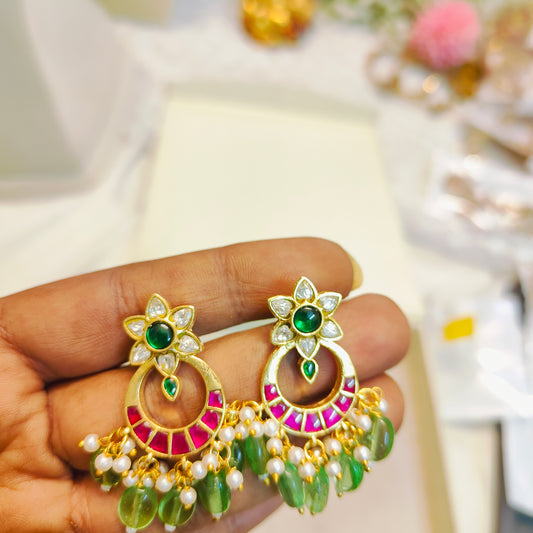 Jadau kundan brass made earrings