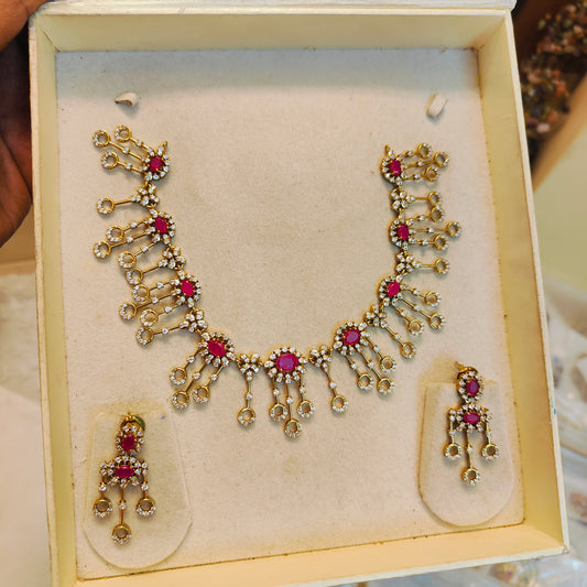 Cz stone gold plated necklace set premium quality