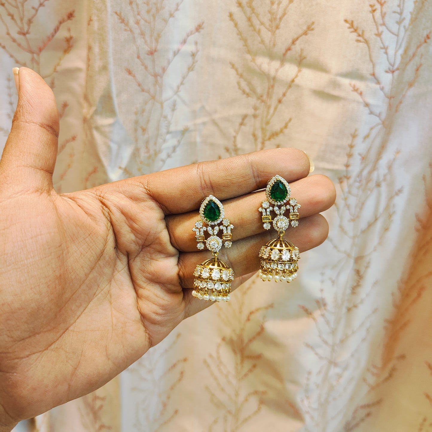 Diamond replica jhumka premium quality