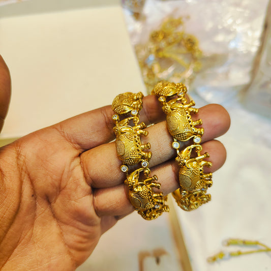 Gold antique finish bangles premium quality