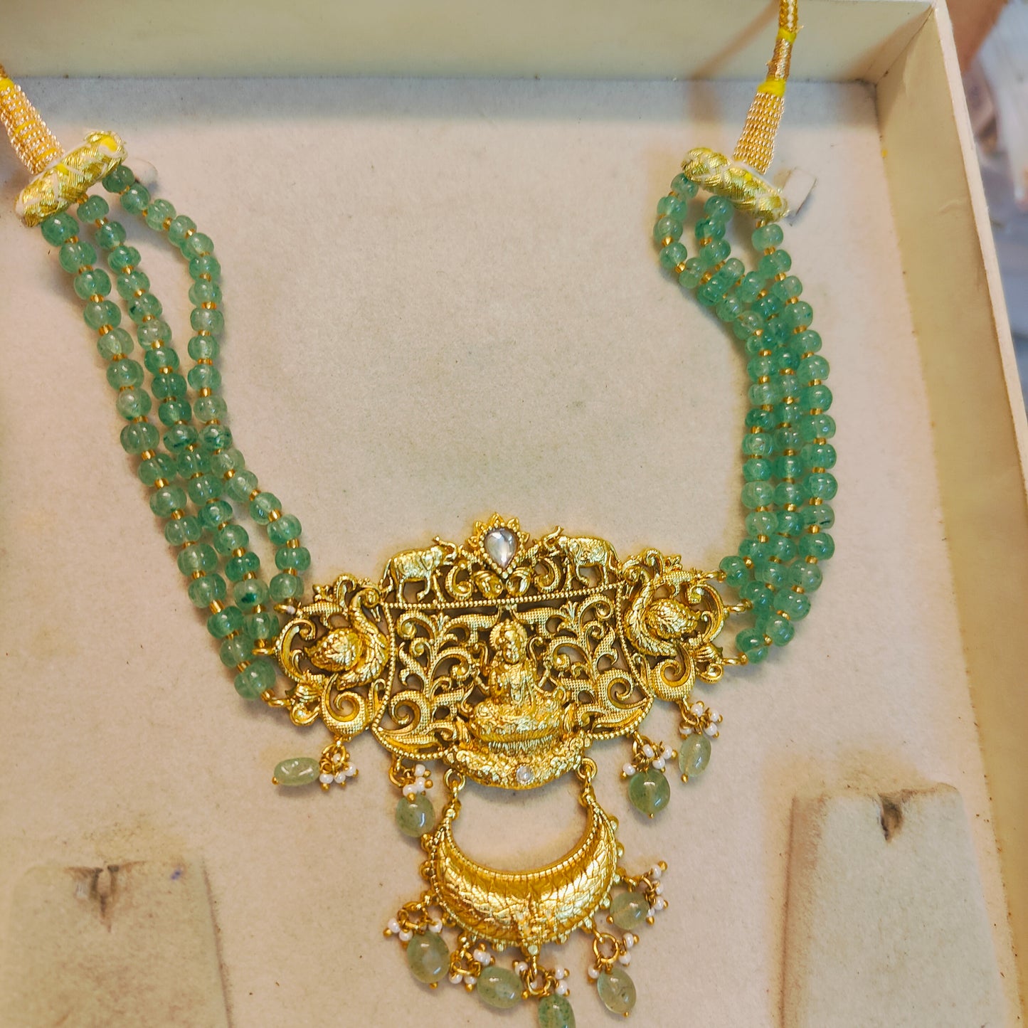 Pumpkin beads lakshmi choker