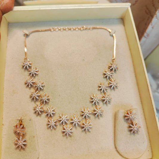 Rose gold star necklace set