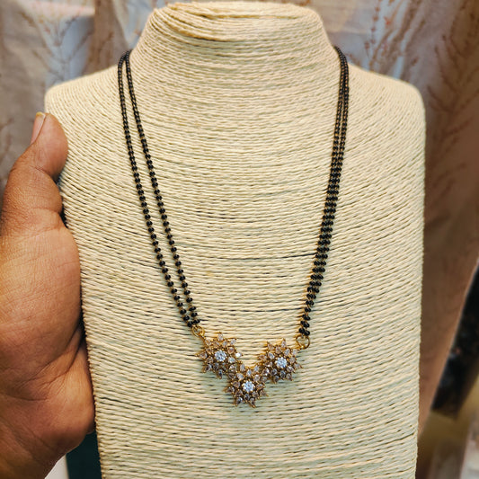 Cz stone black beads chain premium quality