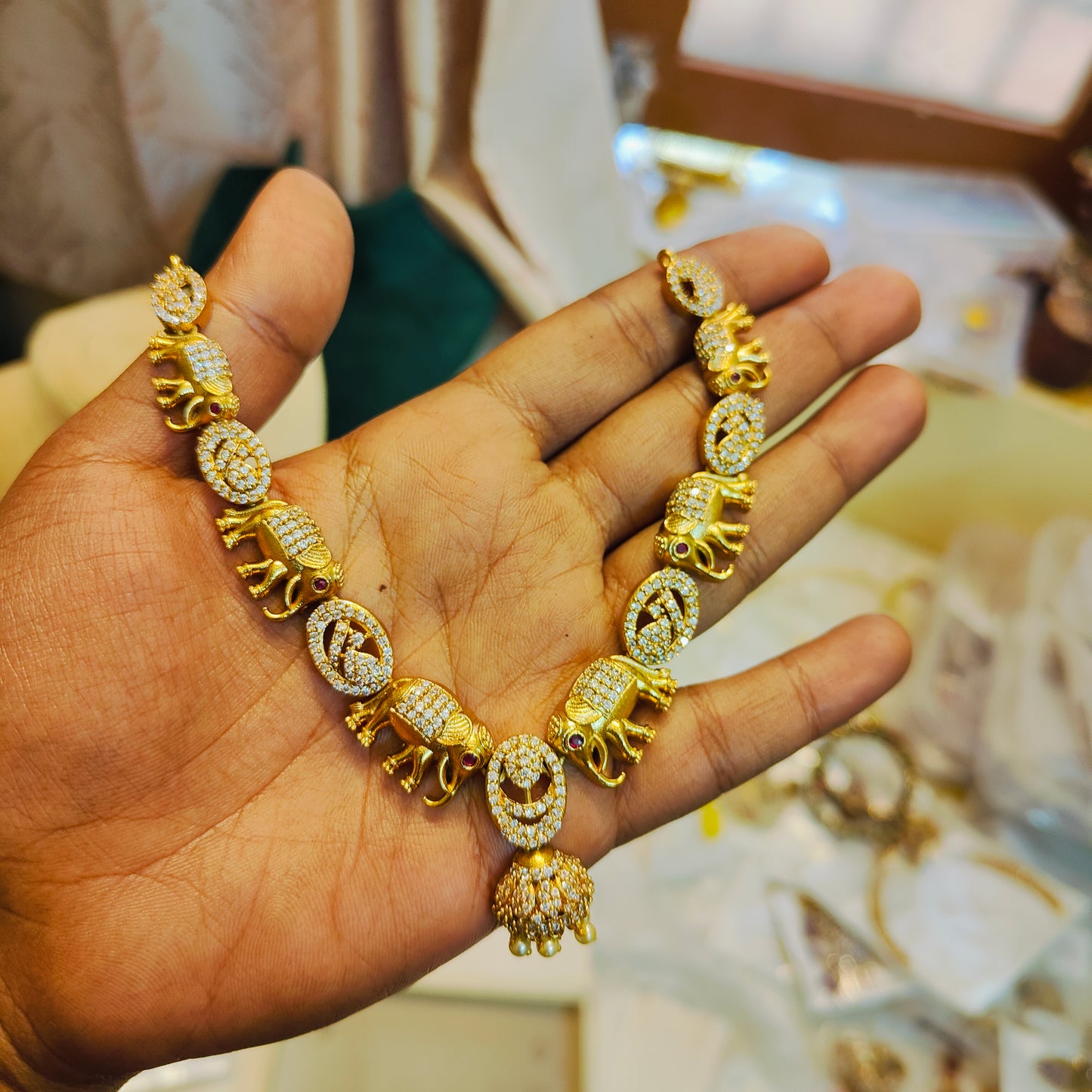 Cz stone gold plated necklace set premium quality