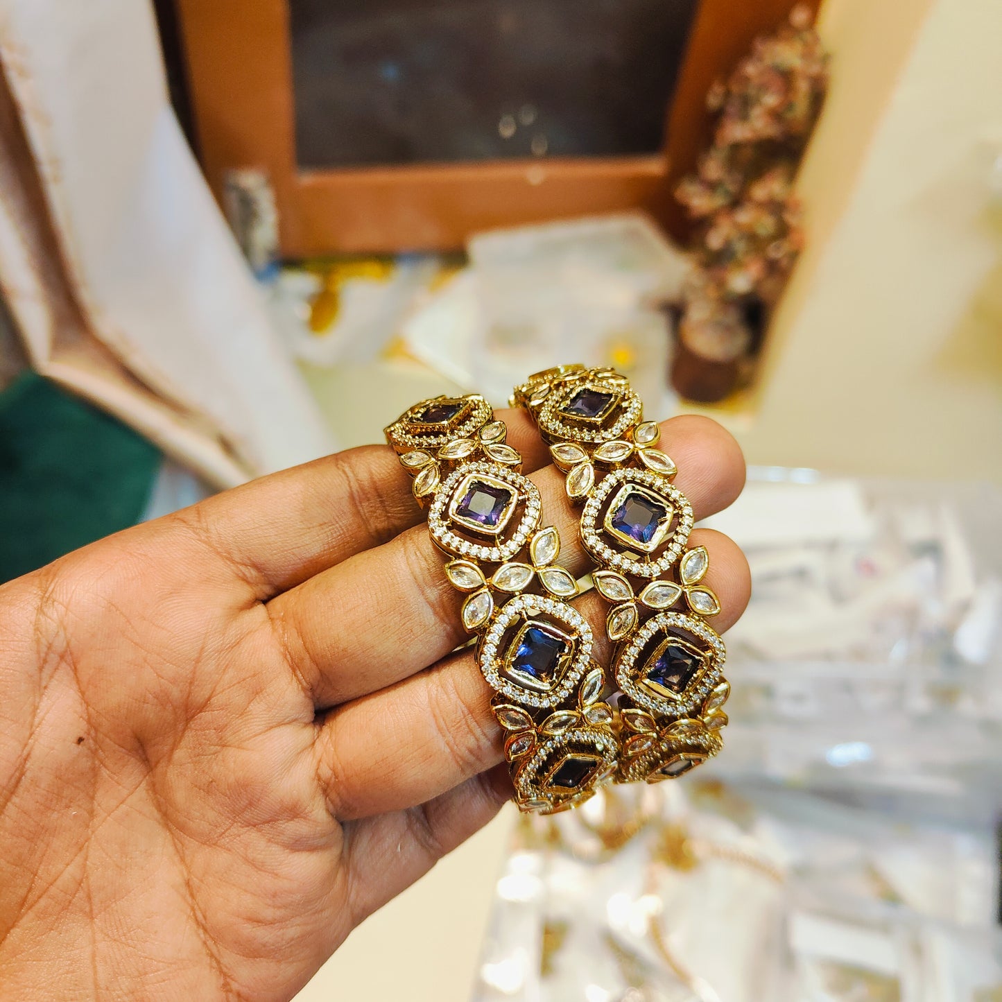 Purple Victoria jadau finish bangles premium quality