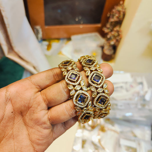 Purple Victoria jadau finish bangles premium quality