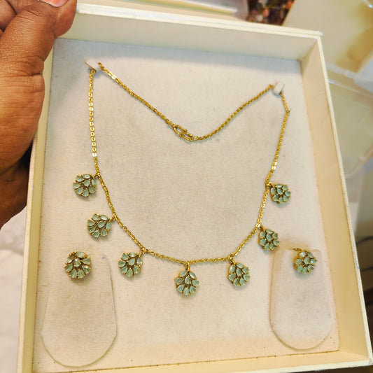 Pastel colour cz stone chain set premium quality