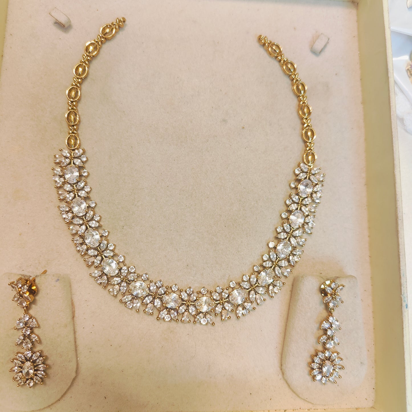 Diamond replica jadau necklace set premium quality