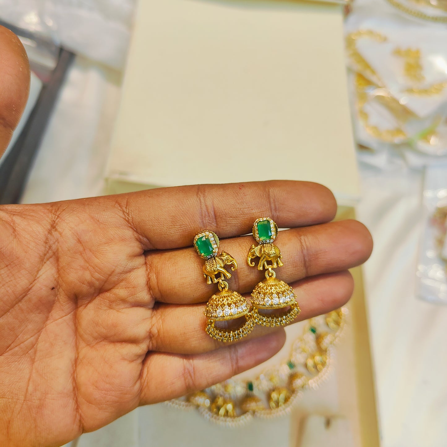 Traditional gold inspired elephant motif necklace set
