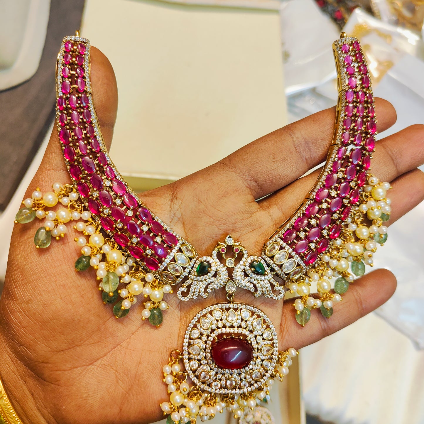 Designer Moissanite jadau necklace set premium quality
