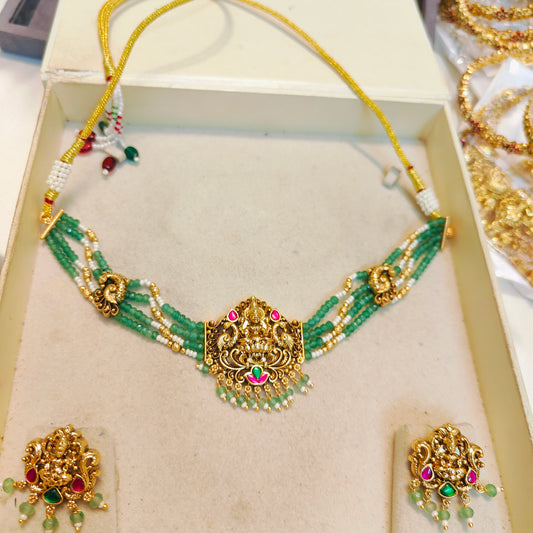 Real onyx beads lakshmi choker set