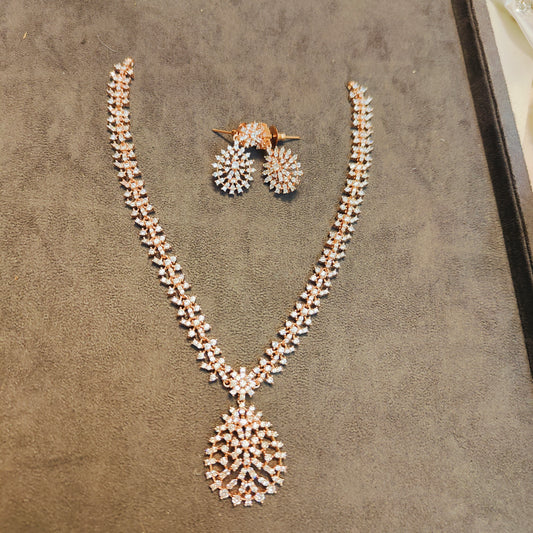Rose gold floral neckset premium quality