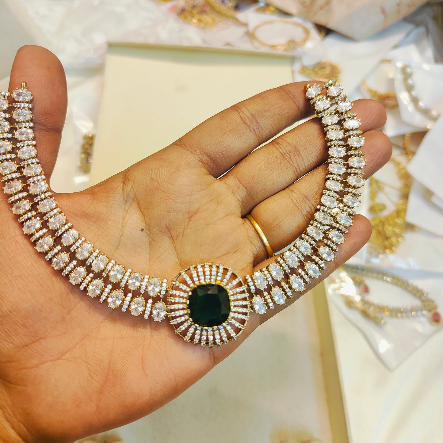 Moissanite 2 layer necklace set premium quality