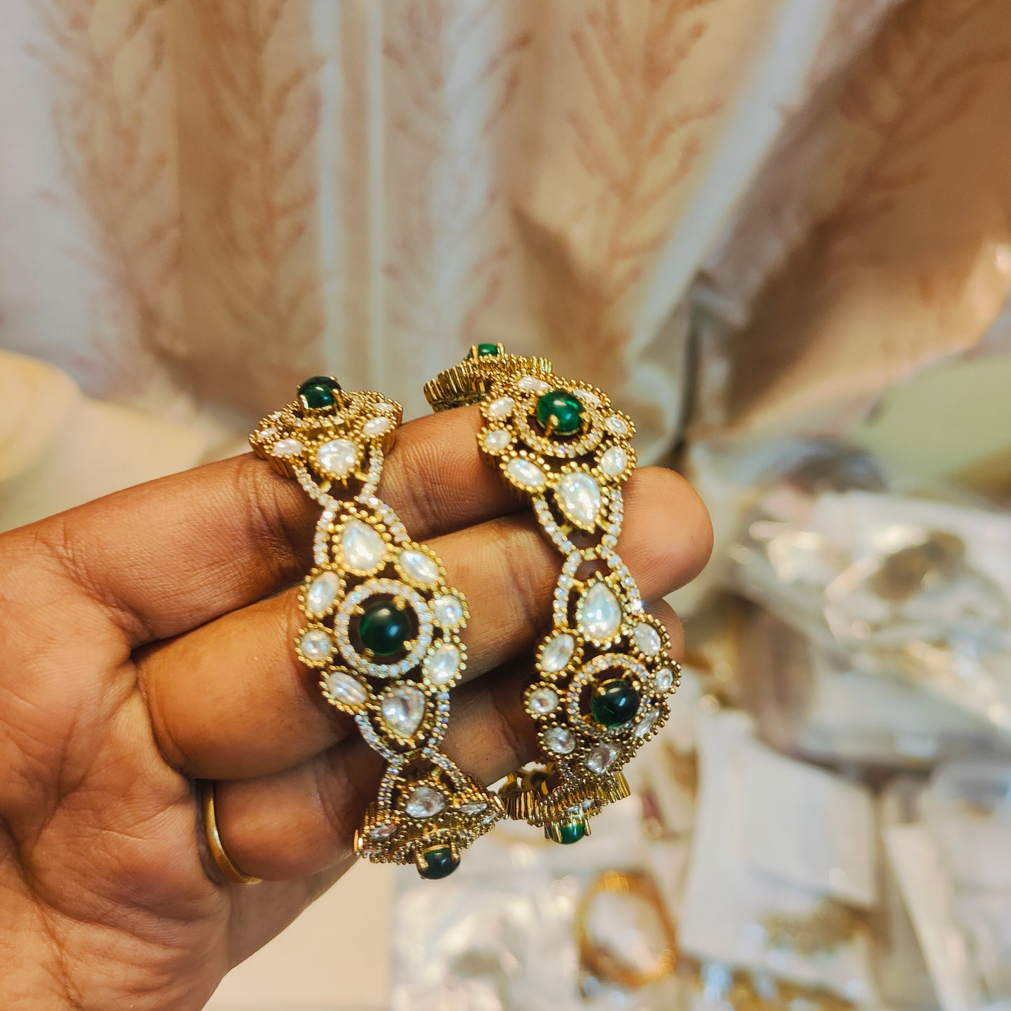 Moissanite polki kada bangles