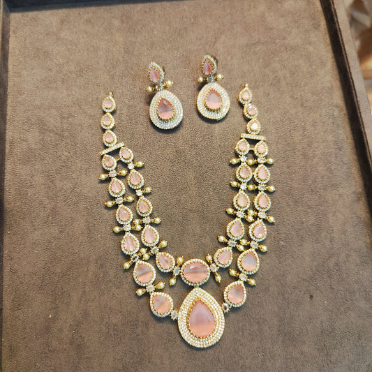 Diamond replica 2 layer jadau necklace set premium quality