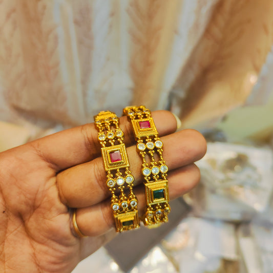 Gold antique finish bangles premium quality