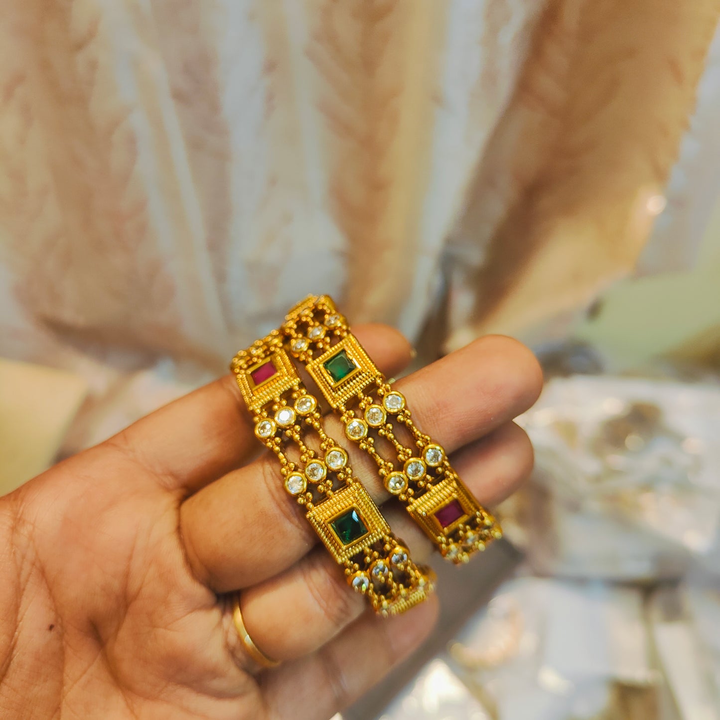 Gold antique finish bangles premium quality