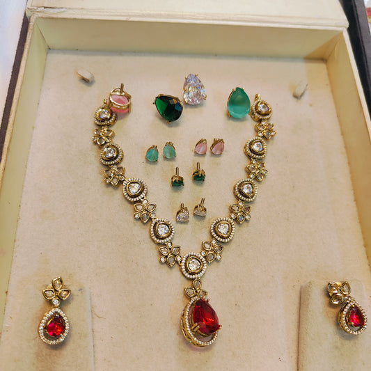 Victoria jadau finish changeable necklace set
