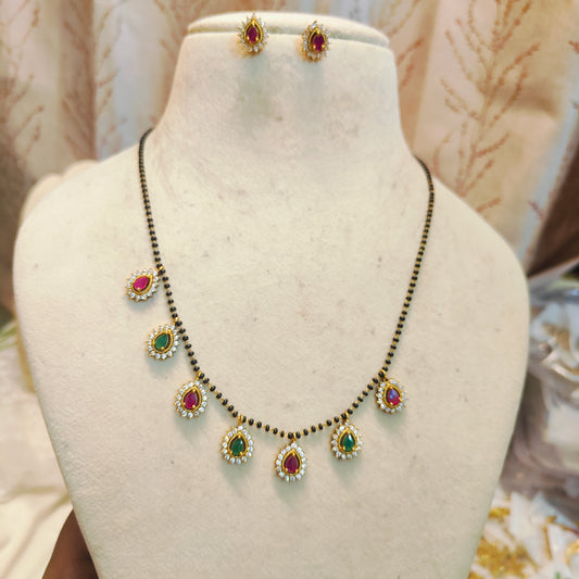 Cz stone black beads chain premium quality