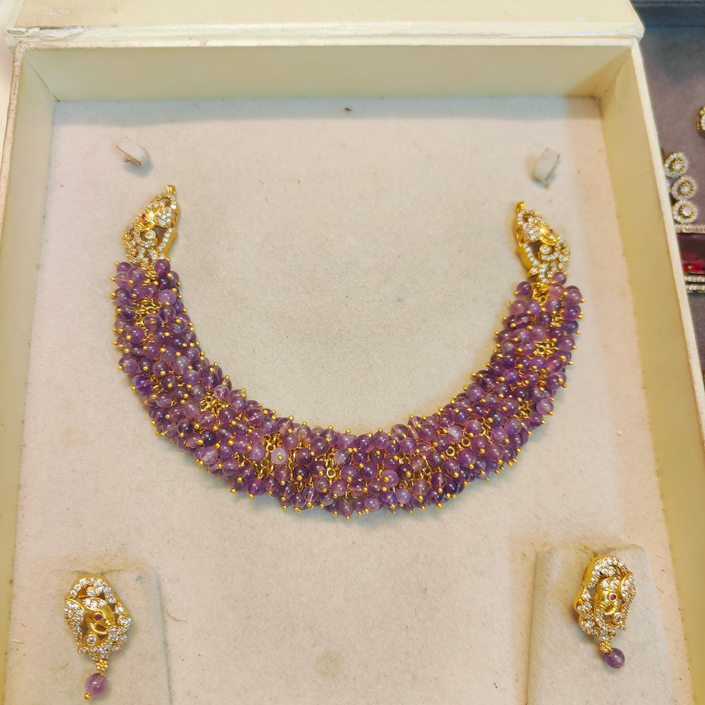Purple ghungroo necklace set