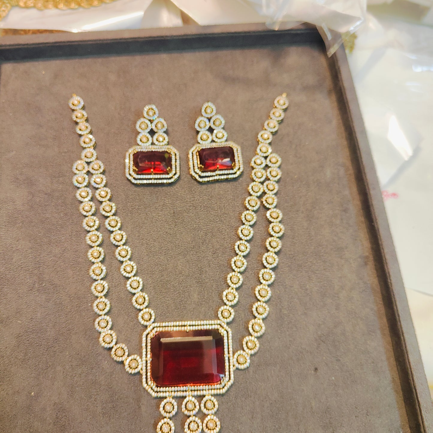 Moissanite 2 layer necklace set premium quality