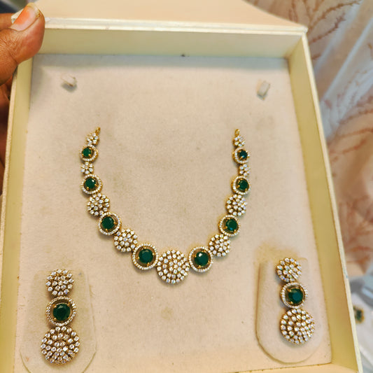 Diamond replica jadau necklace set