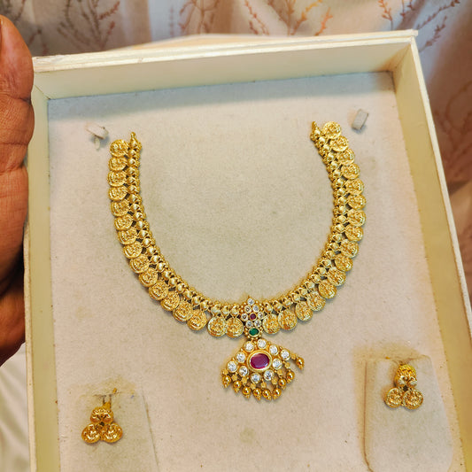 Cz stone gold plated necklace set premium quality