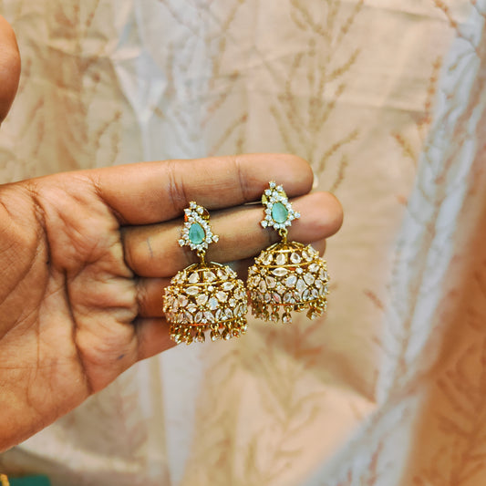 Uncut stones jadau jhumka
