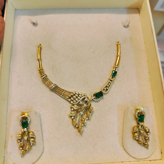 Cz stone gold plated necklace set