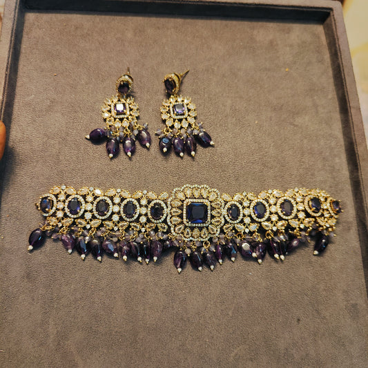 Premium purple Moissanite chokerset