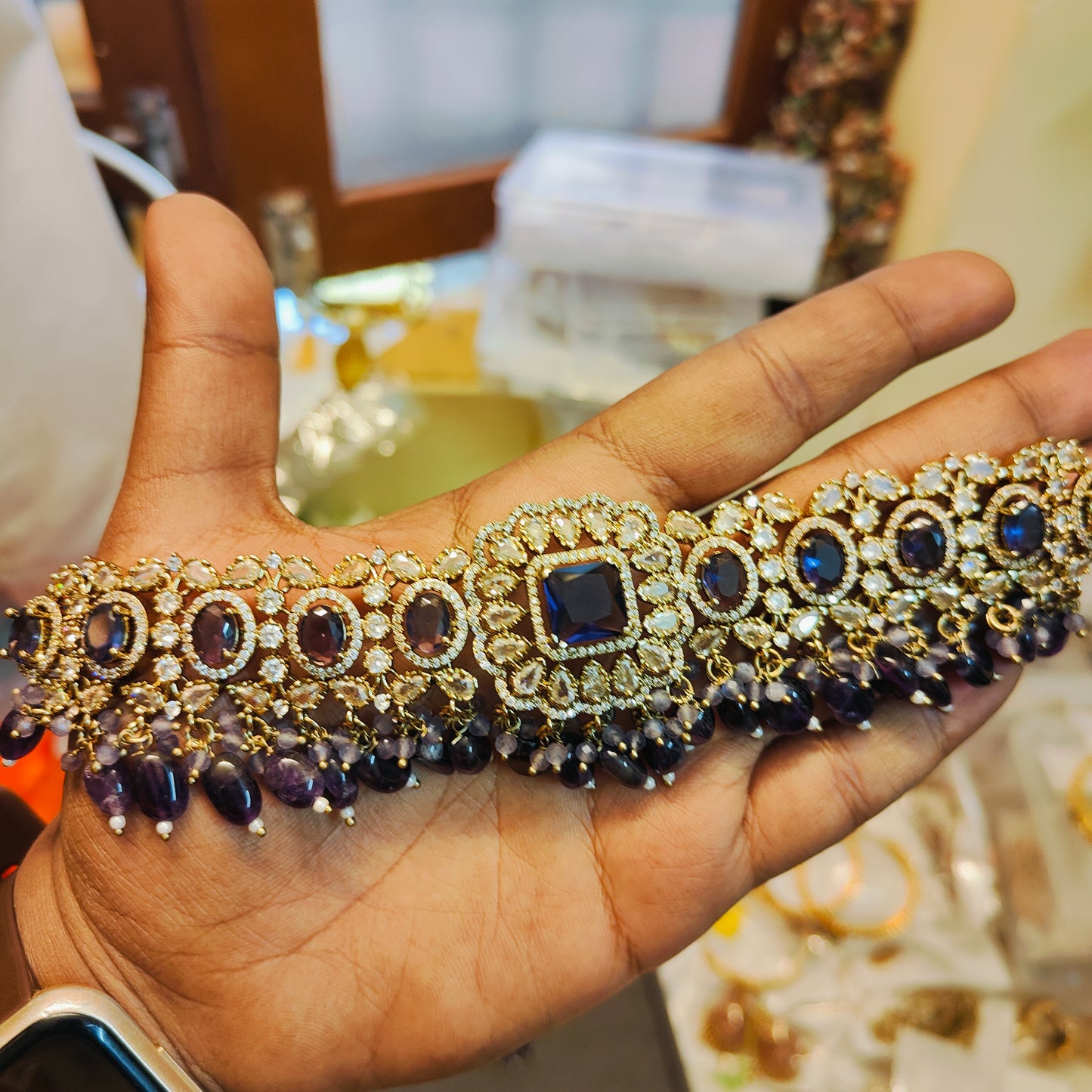 Premium purple Moissanite chokerset