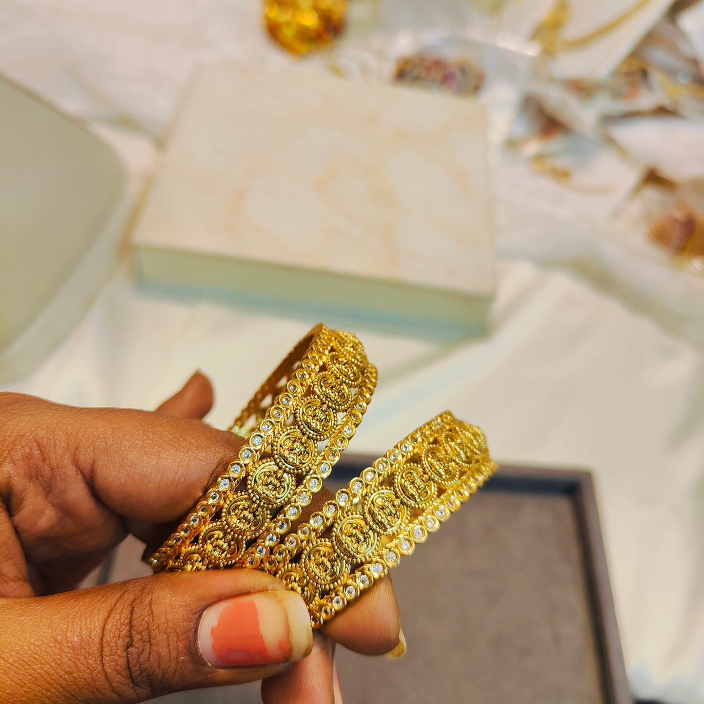 Gold antique finish bangles premium quality