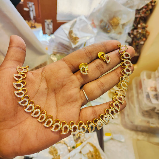 Cz mango elegant necklace set