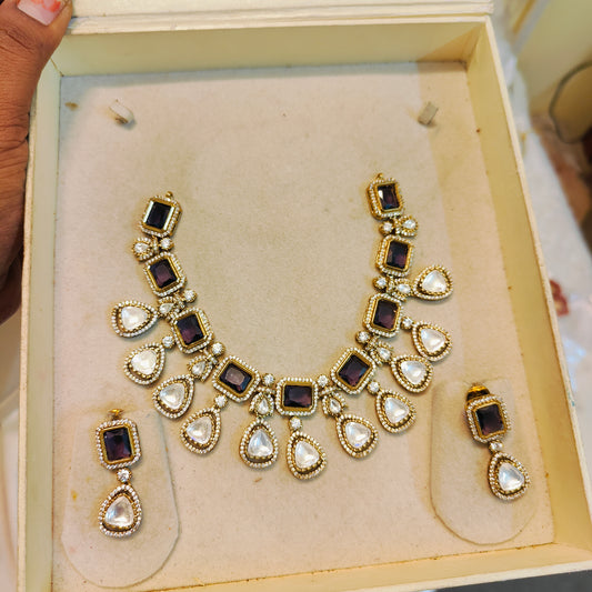 Purple kundan neckset